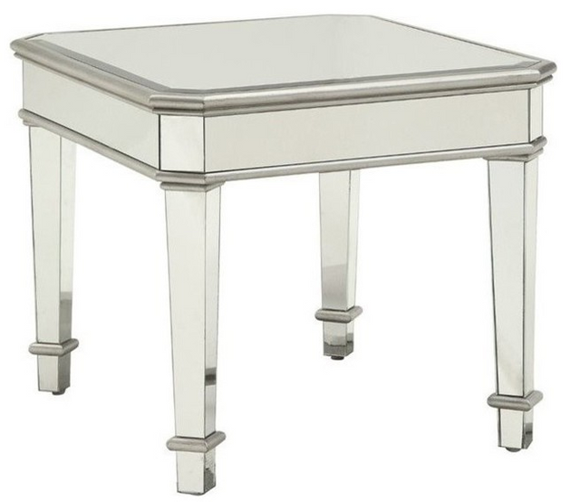 Coaster® Cassandra Silver Square Beveled Top End Table-0