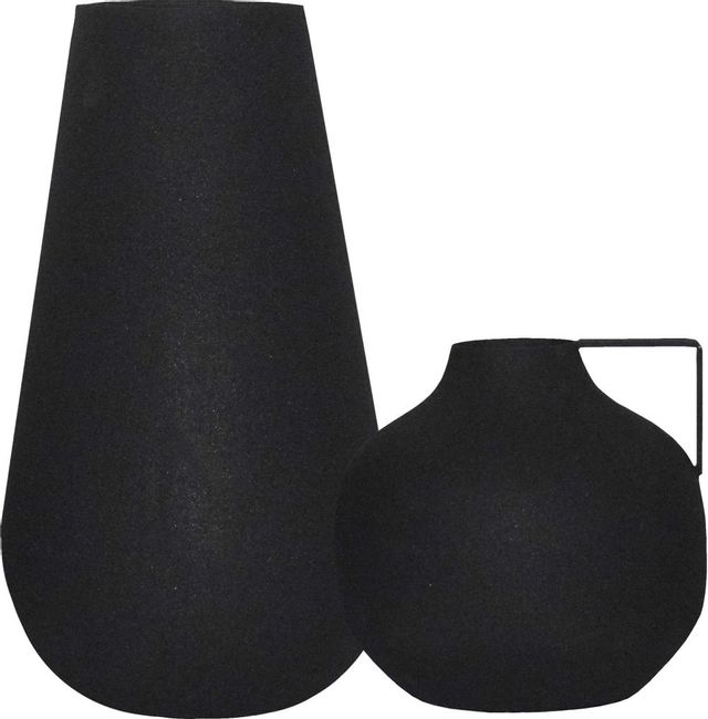 Renwil® Roove Set of 2 Textured Matt Black Vases