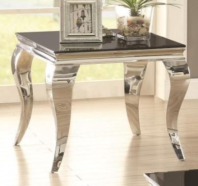 Coaster® Chrome And Black Square End Table 1