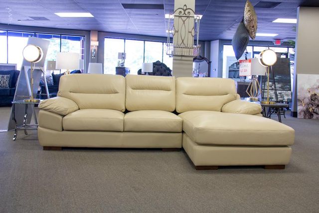 Elements Jericho Leather Fiero Cream Sofa with Chaise-0