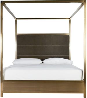 Universal Explore Home™ Modern Harlow Brushed Brass King Canopy Bed