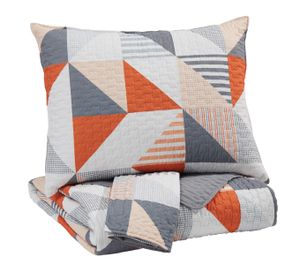 Mill Street® Layne 3-Piece Gray/Orange Full Coverlet Set
