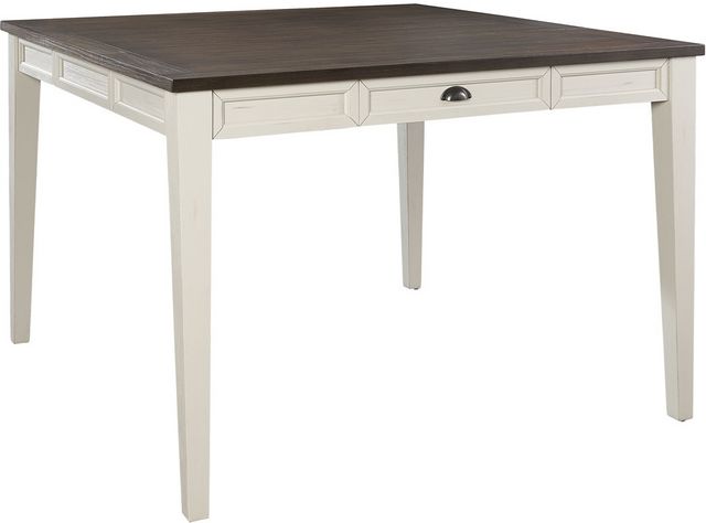 Steve Silver Co. Cayla Dark Oak Counter Table with Leaf and Antiqued White Base-0
