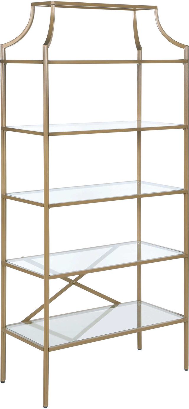 Coaster® Serena Matte Gold 5-Tier Tempered Glass Shelves Bookcase-3
