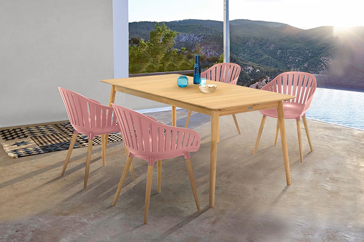 pink outdoor dining set