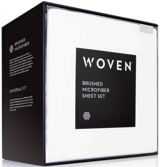 Malouf® Woven® Brushed Microfiber White Twin Sheet Set 8