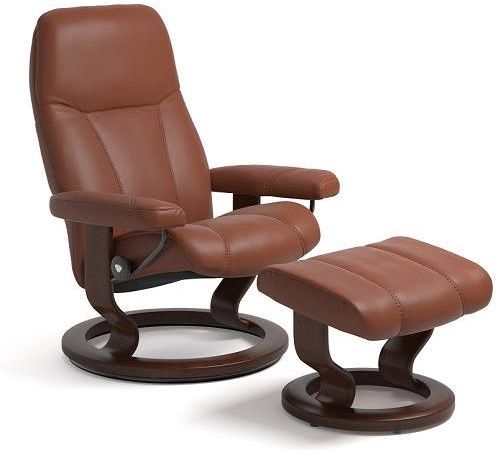 Stressless® by Ekornes® Consul Medium Classic Base Chair and Ottoman