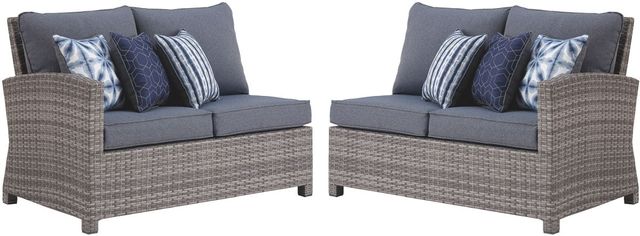 Signature Design by Ashley® Salem Beach Gray Right and Left Arm Facing Cushioned Loveseats-0