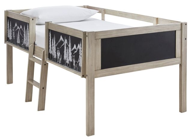 Signature Design by Ashley® Wrenalyn Beige/Black Twin Loft Bed and Shelves 3