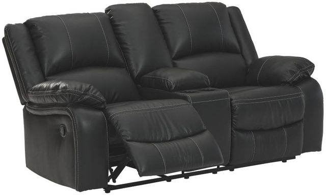 Signature Design by Ashley® Calderwell Black Reclining Loveseat with Console 2