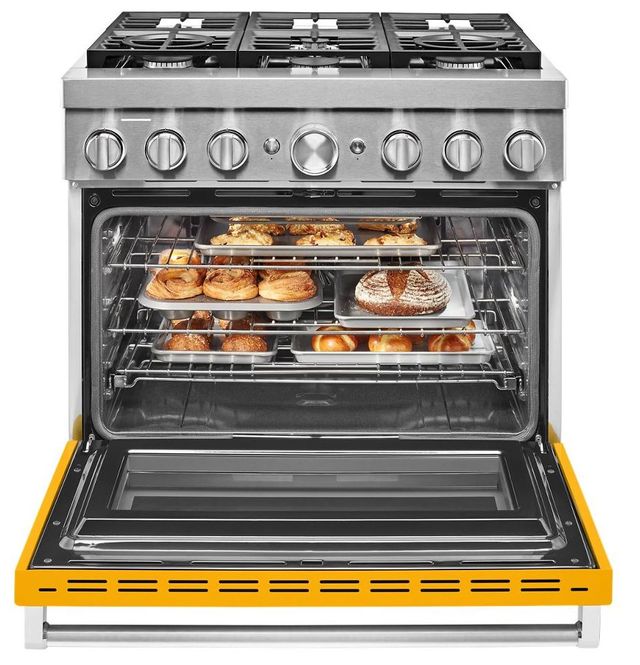 KitchenAid® 36" Yellow Pepper Commercial-Style Free Standing Dual Fuel Range 2