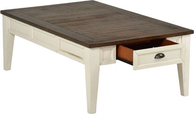 Steve Silver Co. Cayla Dark Oak Cocktail Table with Antiqued White Base-1