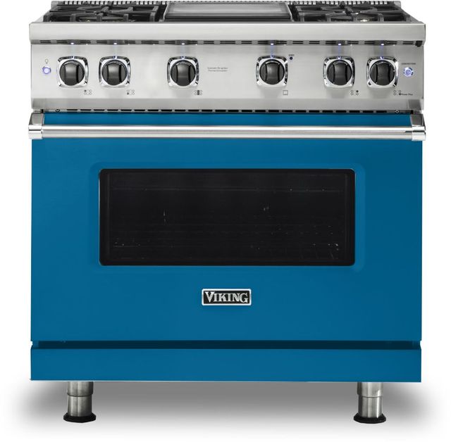 Viking® 5 Series 36" Alluvial Blue Pro Style Liquid Propane Range with 12" Griddle