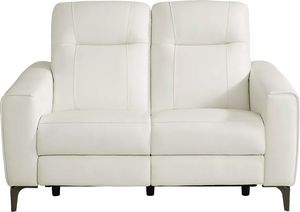 Parkside Heights White Leather Stationary Loveseat