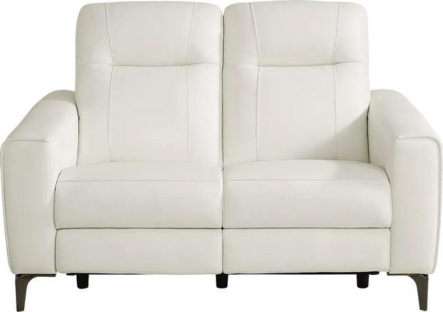 Parkside Heights White Leather Stationary Loveseat-0