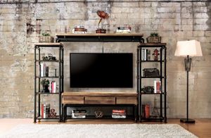 Furniture of America® Kebbyll Antique Black/Natural Tone 60" TV Stand