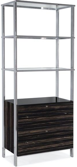 Hooker® Furniture Melange Black/Brown/Polished Stainless Steel Bookcase-0