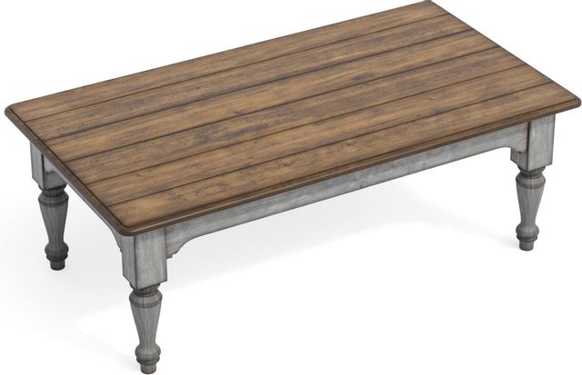 Flexsteel® Plymouth® Distressed Graywash Rectangular Coffee Table 1