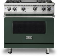 Viking® 5 Series 36" Blackforest Green Pro Style Liquid Propane Range with 12" Griddle