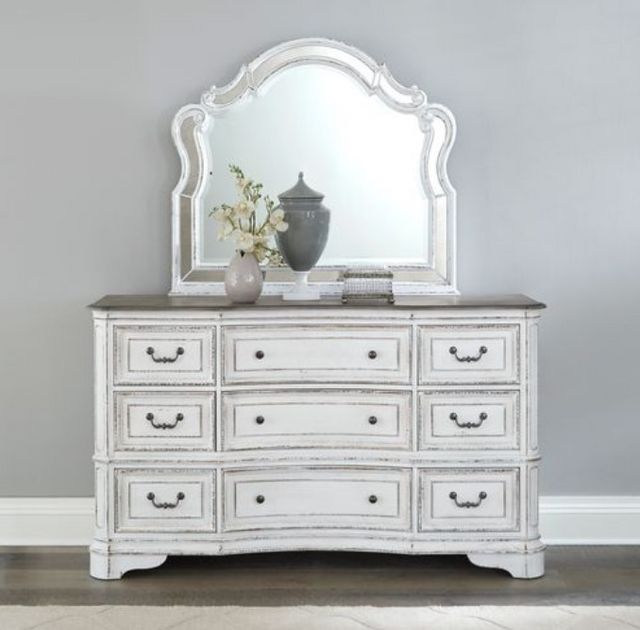 Liberty Magnolia Manor Antique White Dresser and Mirror-3