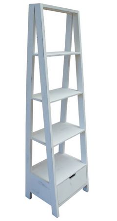 Cottage Creek Furniture Ladder Distressed White Bookcase