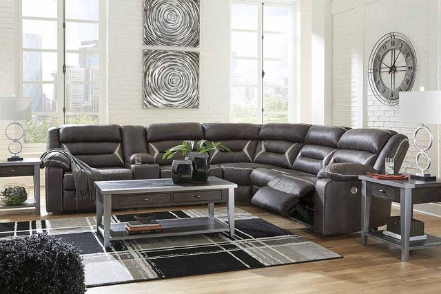 Signature Design by Ashley® Kincord 4-Piece Midnight Power Reclining Sectional  9