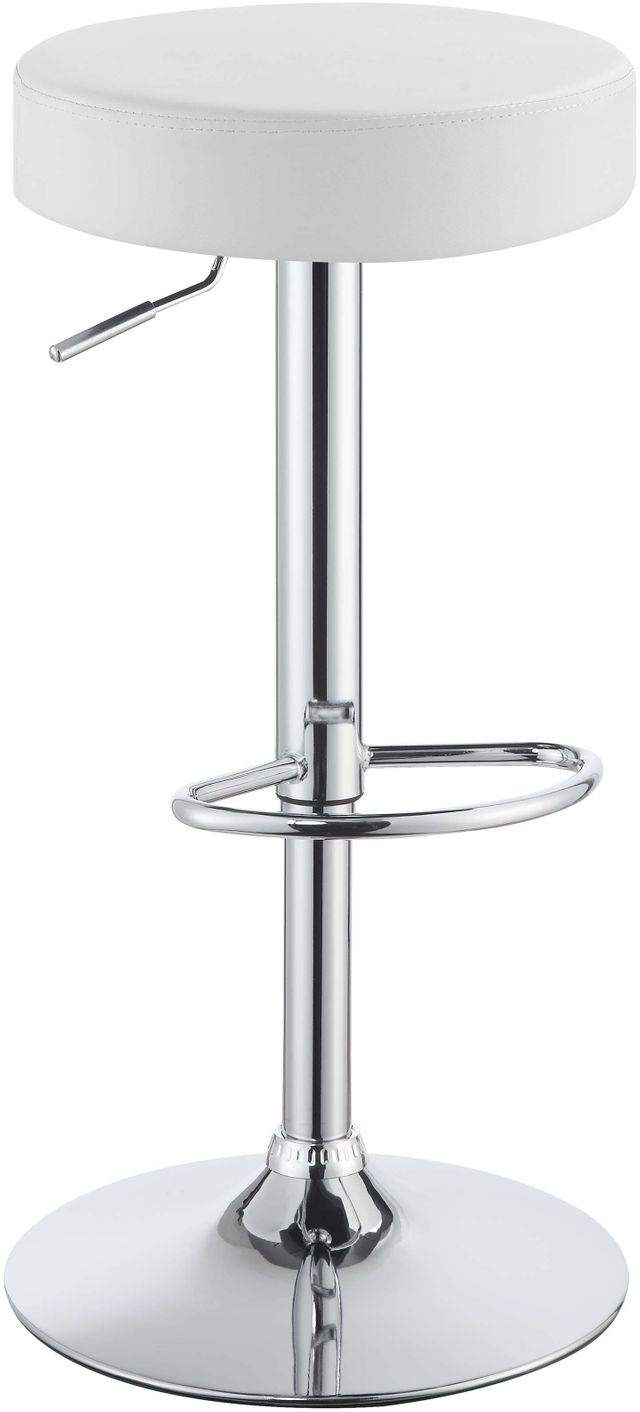 Coaster® Ramses Chrome And White Adjustable Bar Stool-1