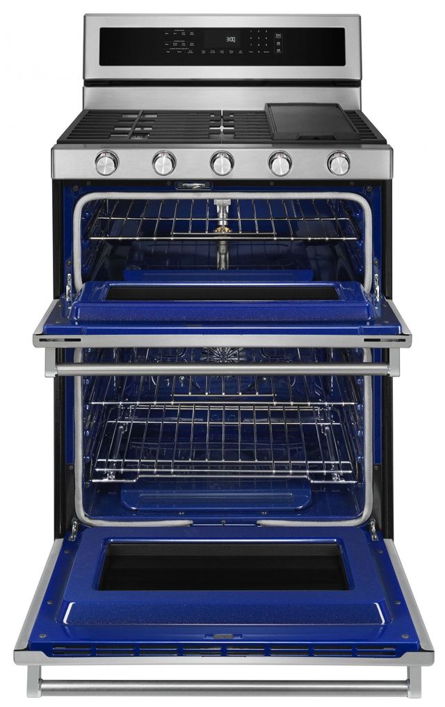 KitchenAid® 30" Free Standing Gas Double Oven Range-Stainless Steel-2