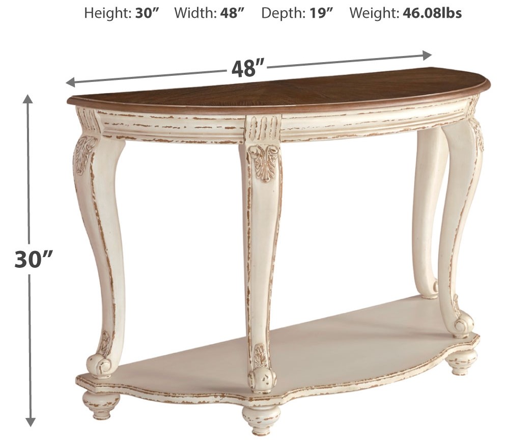 Signature Design by Ashley® Realyn White/Brown Sofa Table | Big Sandy ...