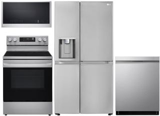 LG 4-piece Full Depth Side by Side Refrigerator Kitchen Package (E)