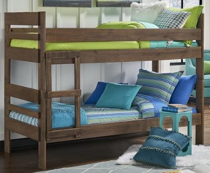 American Wholesale Furniture Chestnut Twin Over Twin Bunk Bed with Two ...