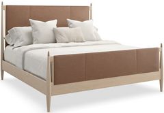 Caracole® Modern Principles Rhythm Lucent Bronze Oak/Sun Drenched Oak Upholstered King Panel Bed