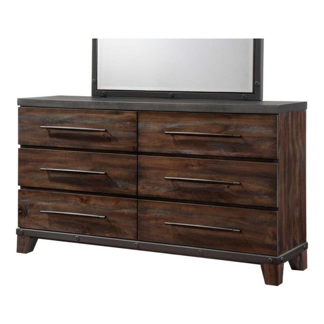 Austin Group Forge Six-Drawer Dresser and Mirror-1