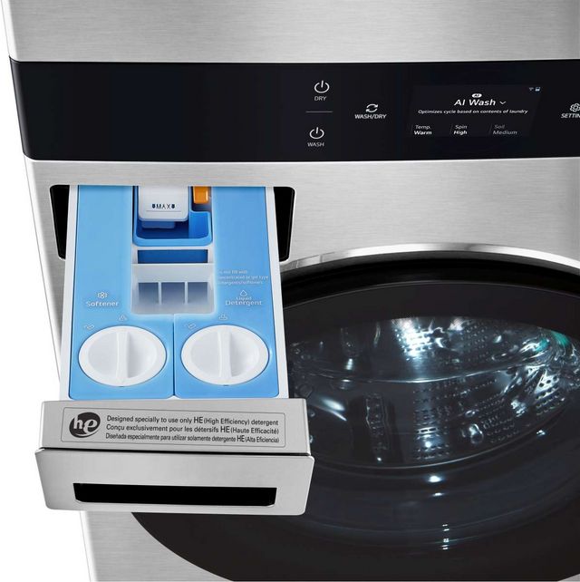 LG Studio WashTower™ 5.0 Cu. Ft. Washer, 7.4 Cu. Ft. Dryer Noble Steel Stack Laundry 4