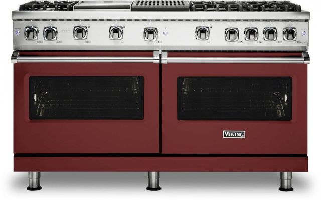 Viking® 5 Series 60" Reduction Red Pro Style Natural Gas Range with 12" Griddle and 12" Grill