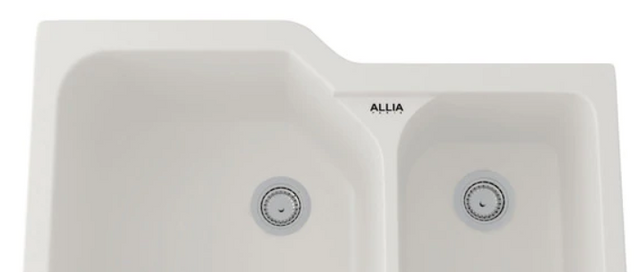 Rohl® Allia Series Pergame Fireclay 2 Bowl Undermount Kitchen Sink-1