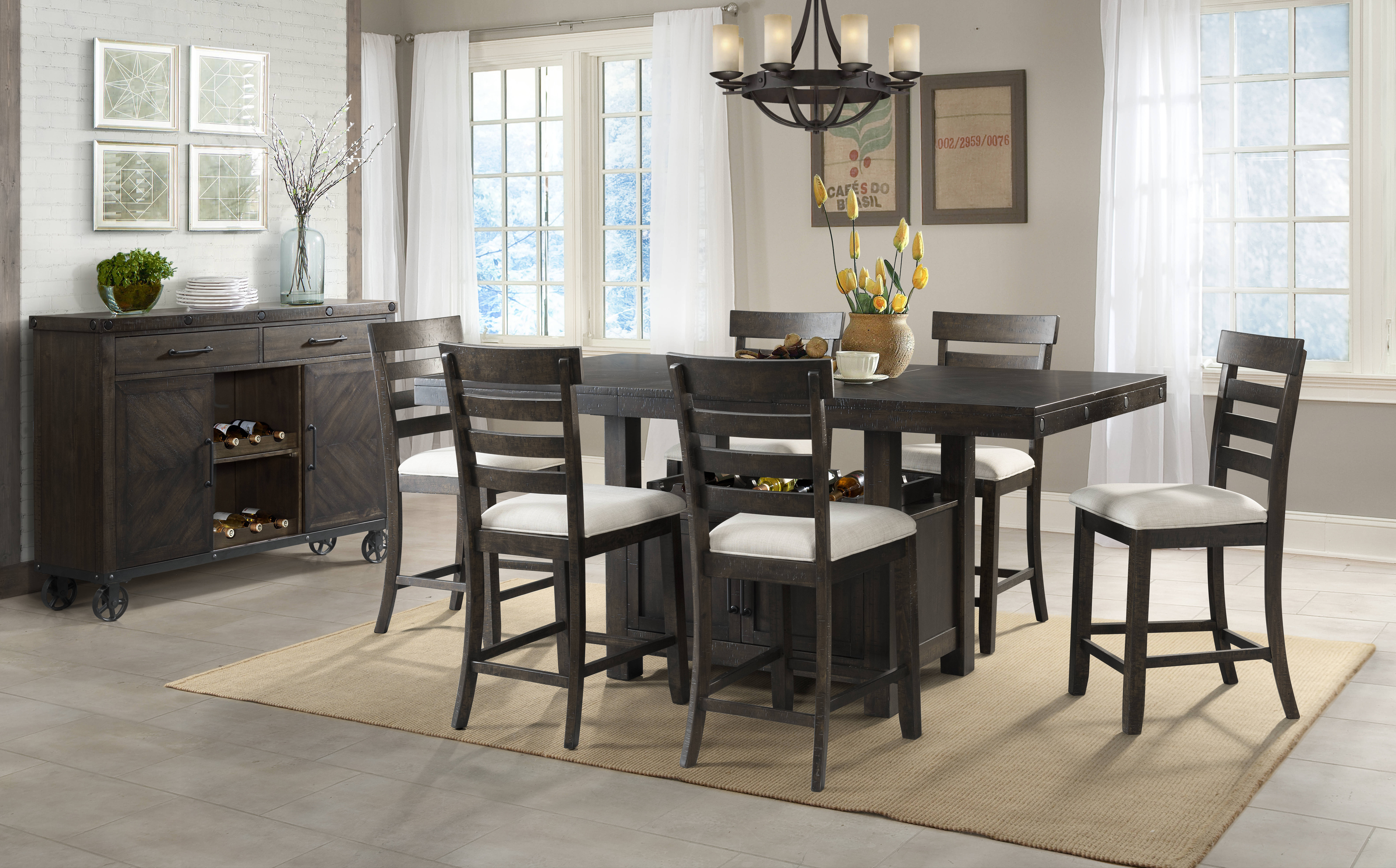 Elements International Colorado Dining 7 Piece Set with 6 Side Chairs