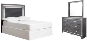Signature Design by Ashley® Lodanna 3-Piece Gray Full Upholstered Panel Headboard Bed Set