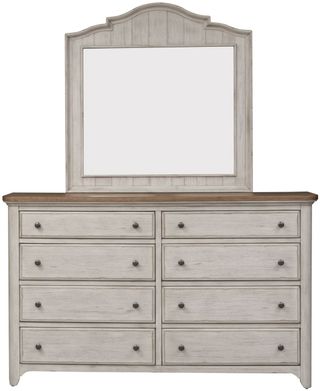 Liberty Furniture Farmhouse Reimagined Antique White Chestnut Dresser & Mirror