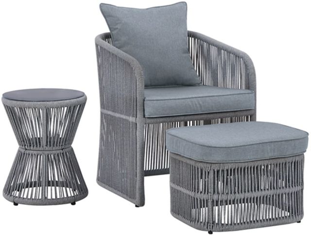 Signature Design by Ashley® Coast Island Gray Outdoor Chair with Ottoman and Side Table-0