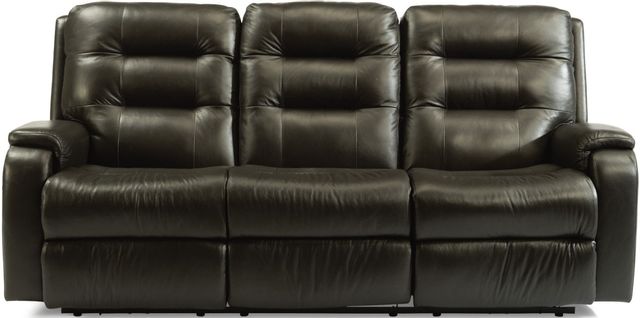 Flexsteel® Arlo Black Power Reclining Sofa with Power Headrests 1