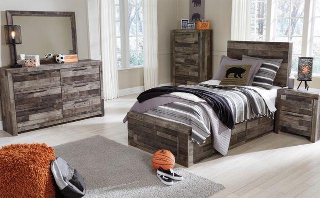 Benchcraft® Derekson 2-Piece Multi Gray Twin Panel Bed Bedroom Set 3