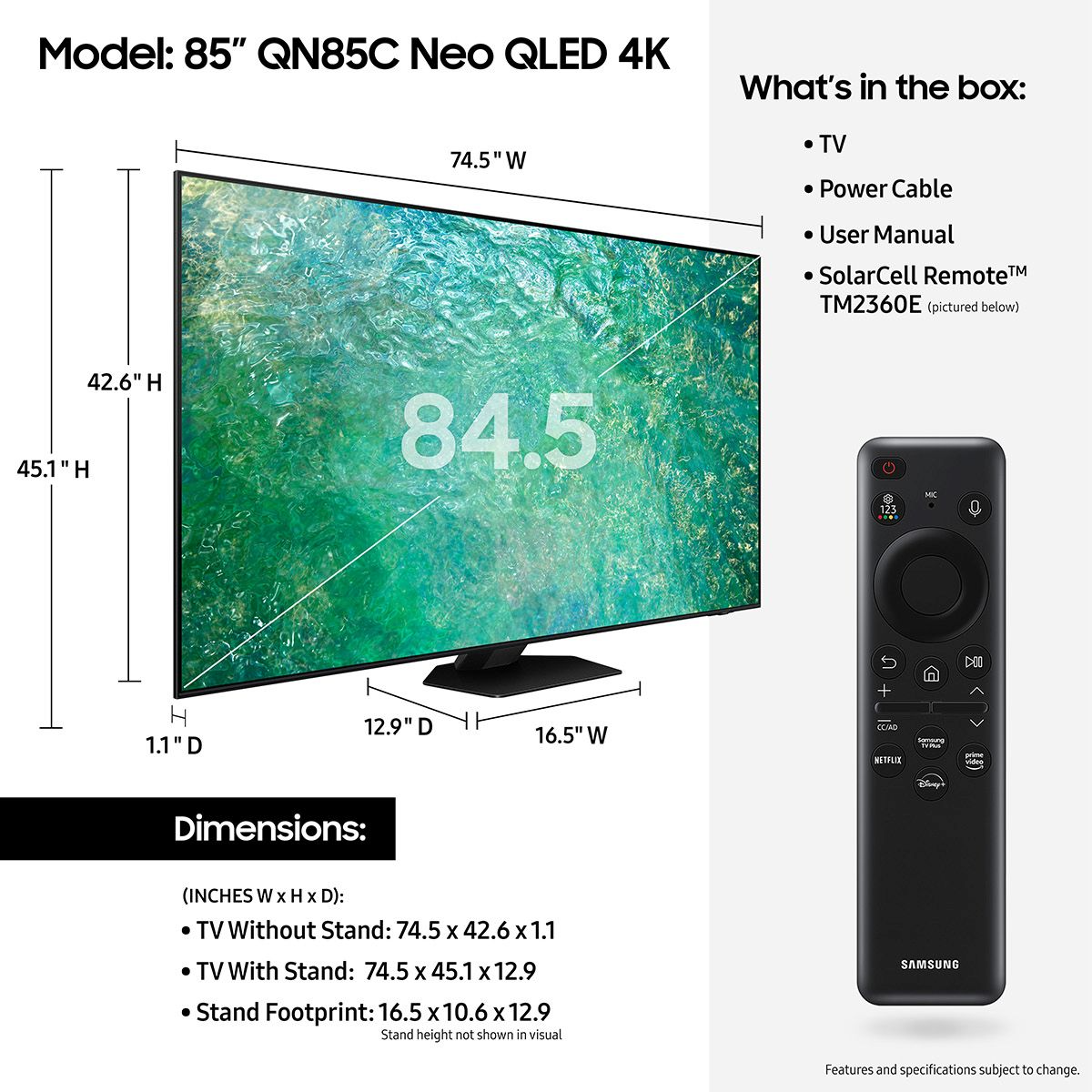 Samsung QN85C Series 8 85" 4K Ultra HD Neo QLED Smart TV Grand