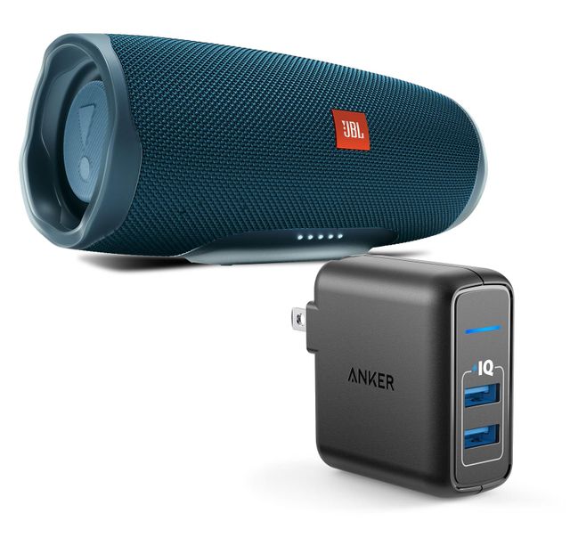 Jbl Charge 4 Blue Portable Bluetooth Speaker W Anker Wall Charger Jblcharge4blu Wall Huppin S 509 3 55