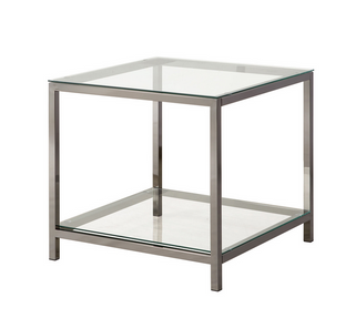 Coaster® Ontario Black Nickel End Table With Glass Shelf