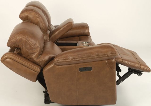 Flexsteel® Fenwick Brown Power Reclining Loveseat with Console and Power Headrests-2