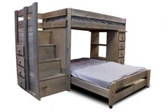 Pine Crafter Furniture Walnut Staircase Twin Over Full Loft Bunk Bed
