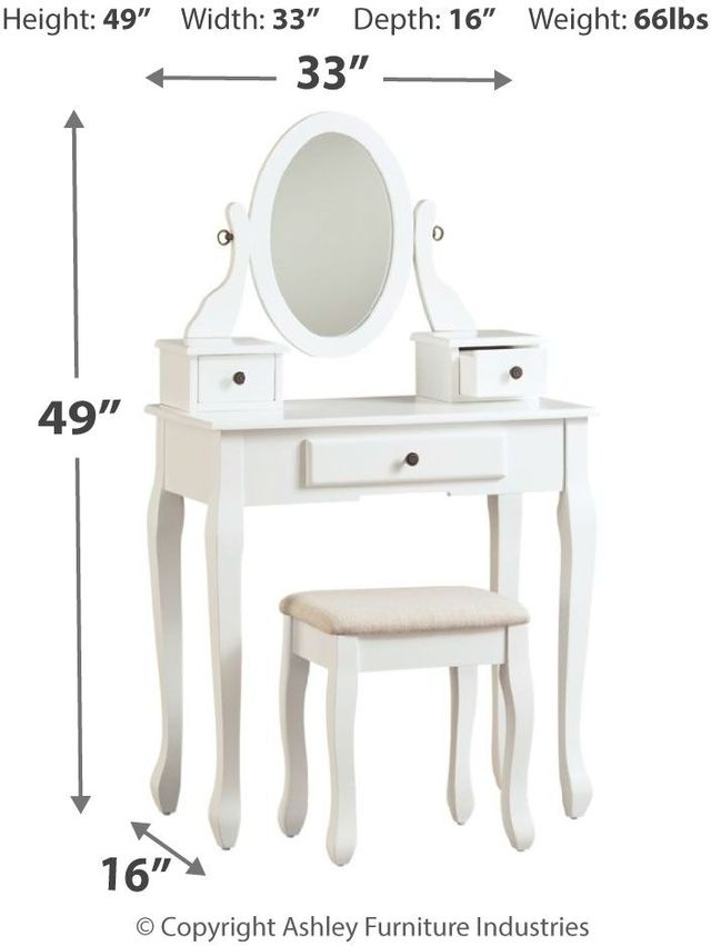 Signature Design by Ashley® Kaslyn White Vanity with Mirror & Stool-2