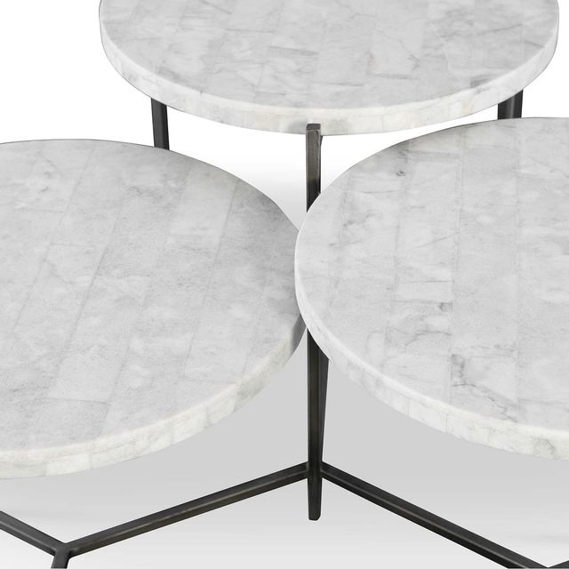 Uttermost® Contarini White Marble Top Coffee Table with Gunmetal Silver Base-2