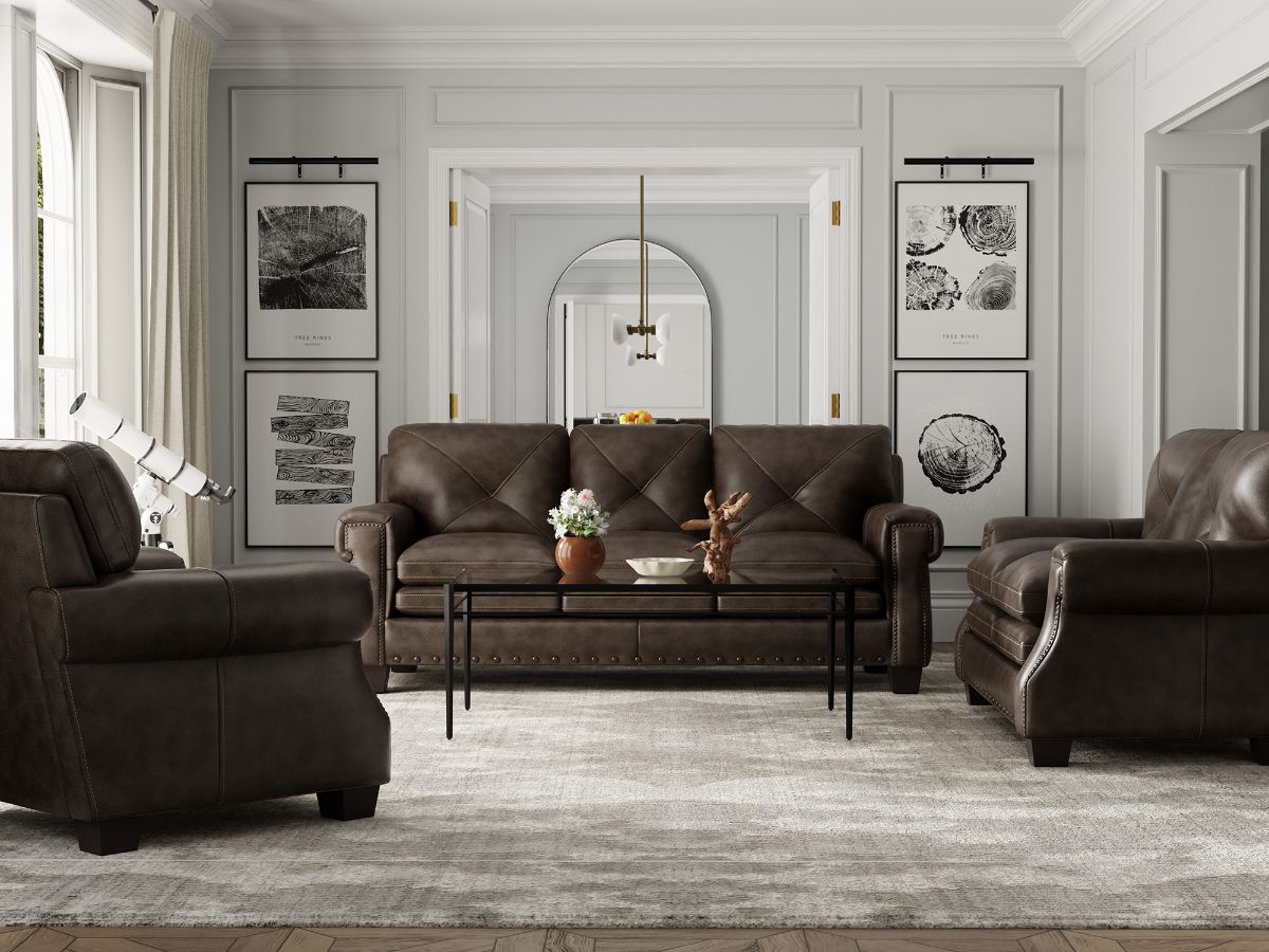 På forhånd forværres Persona Pilot Leather Sofa and Loveseat | Bob Mills Furniture